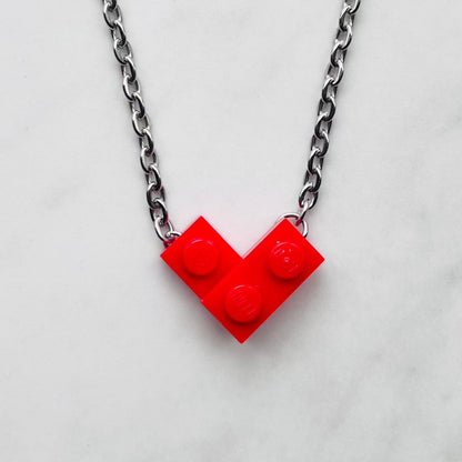 two Red valentine heart necklaces made from Lego® pieces